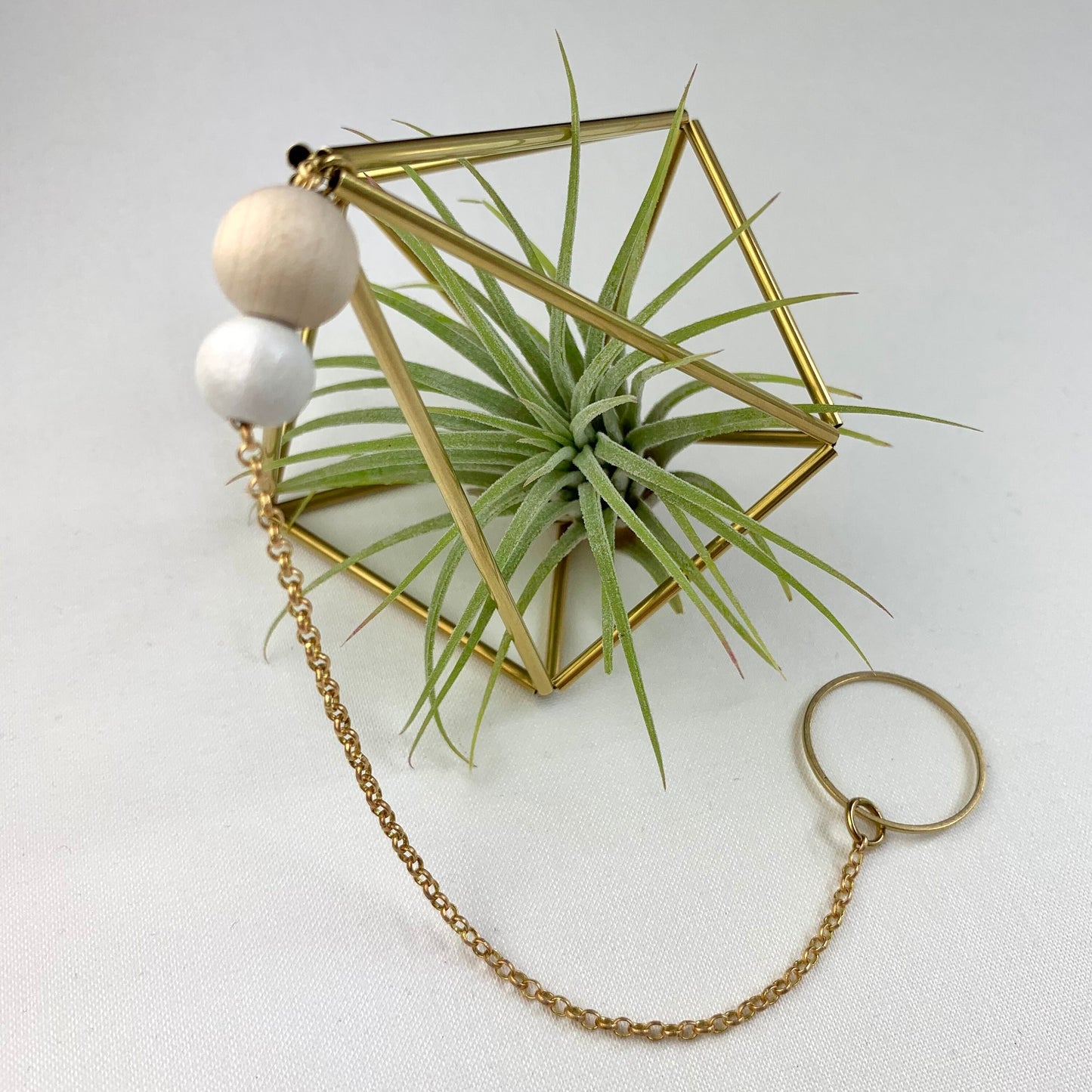 Small Brass Decahedron Air Plant Hanger (without plant)