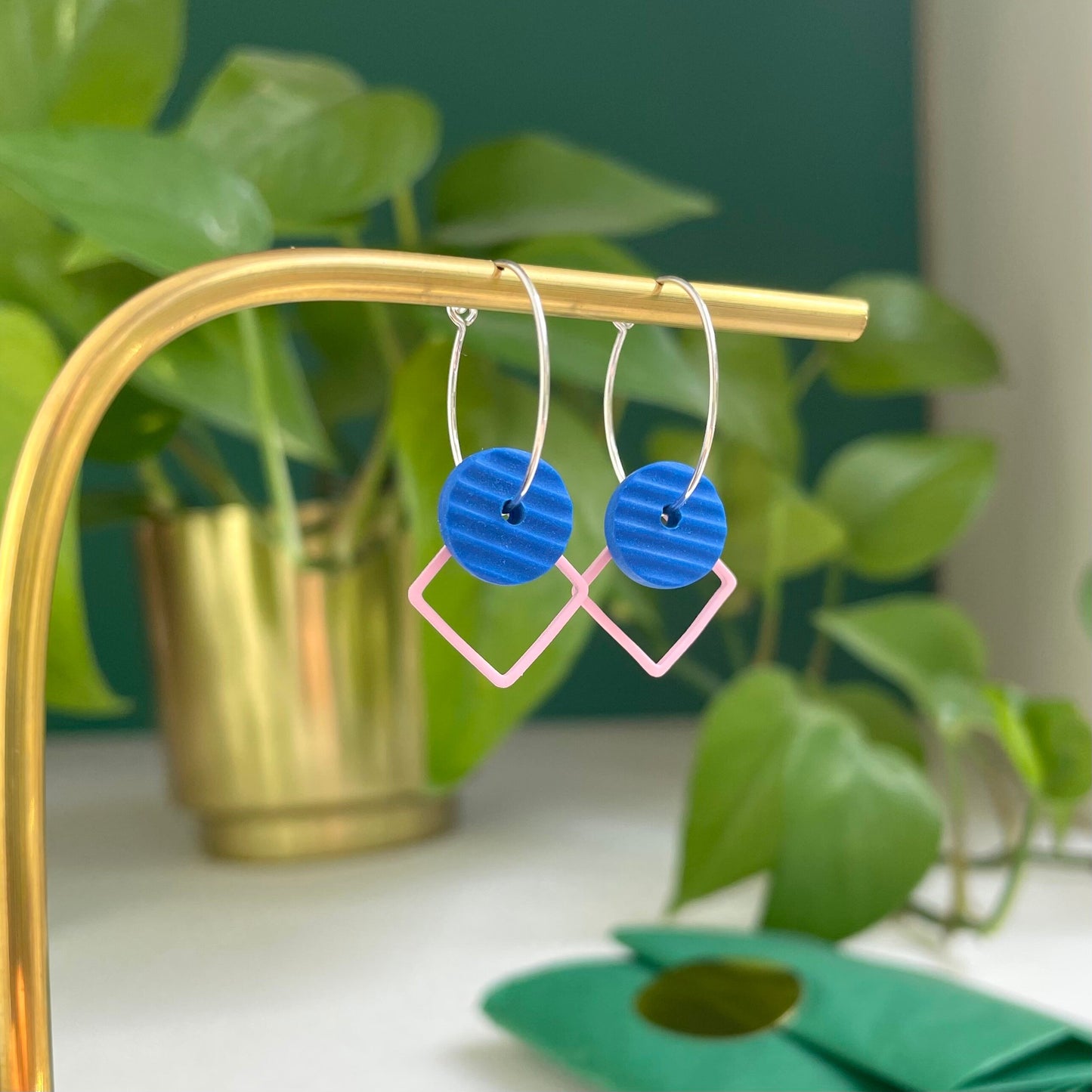 Cobalt Blue & Dusky Pink ‘Wear 3 Ways’ Earrings