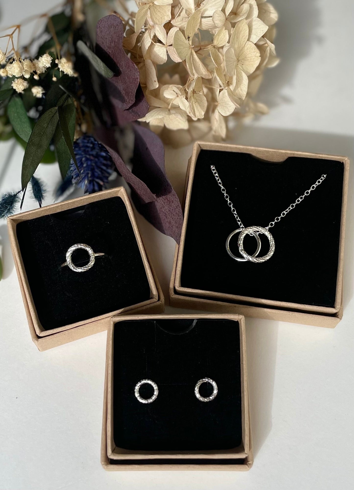 Silver Full Circle Stud Earrings