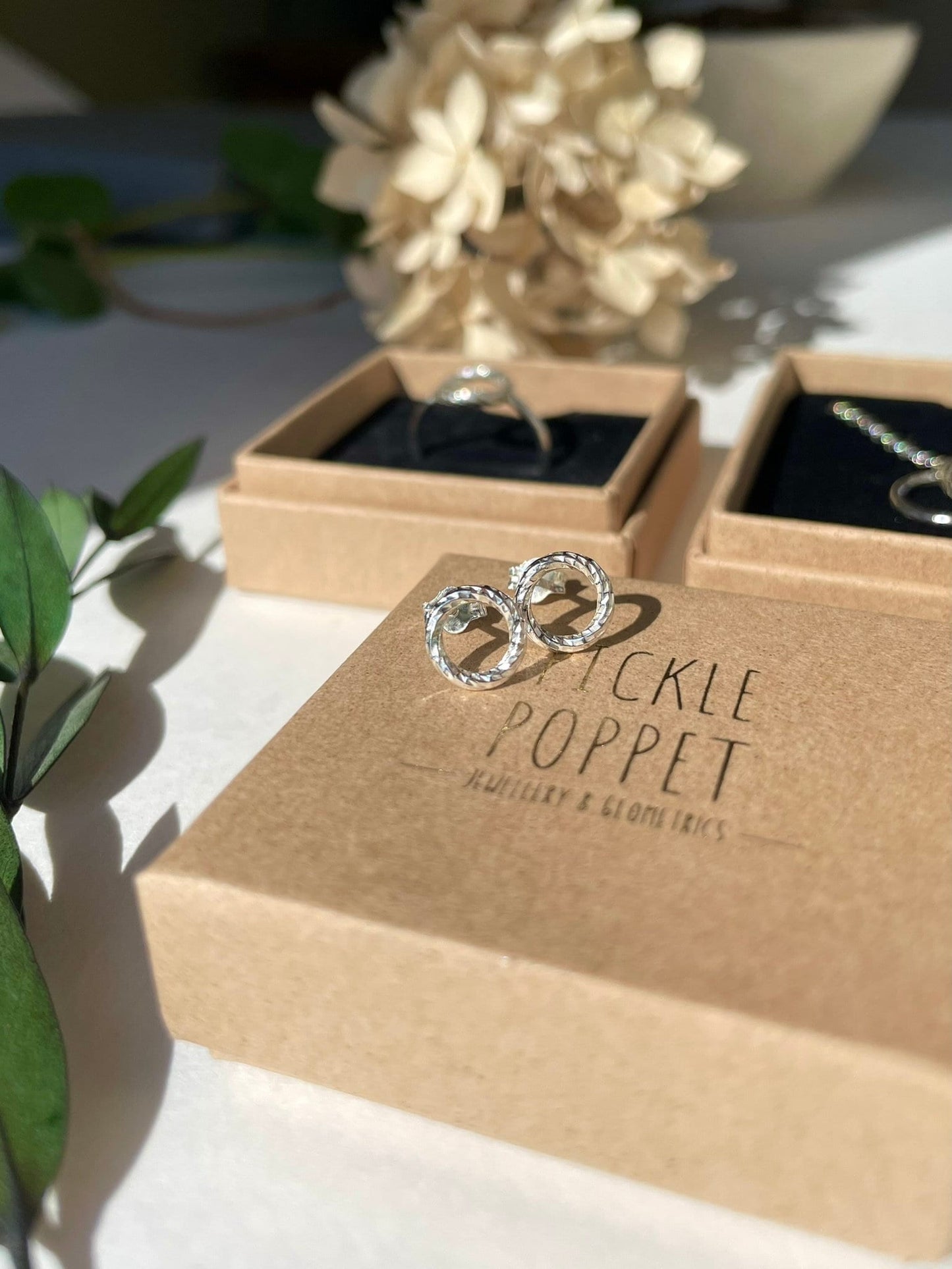 Silver Full Circle Stud Earrings