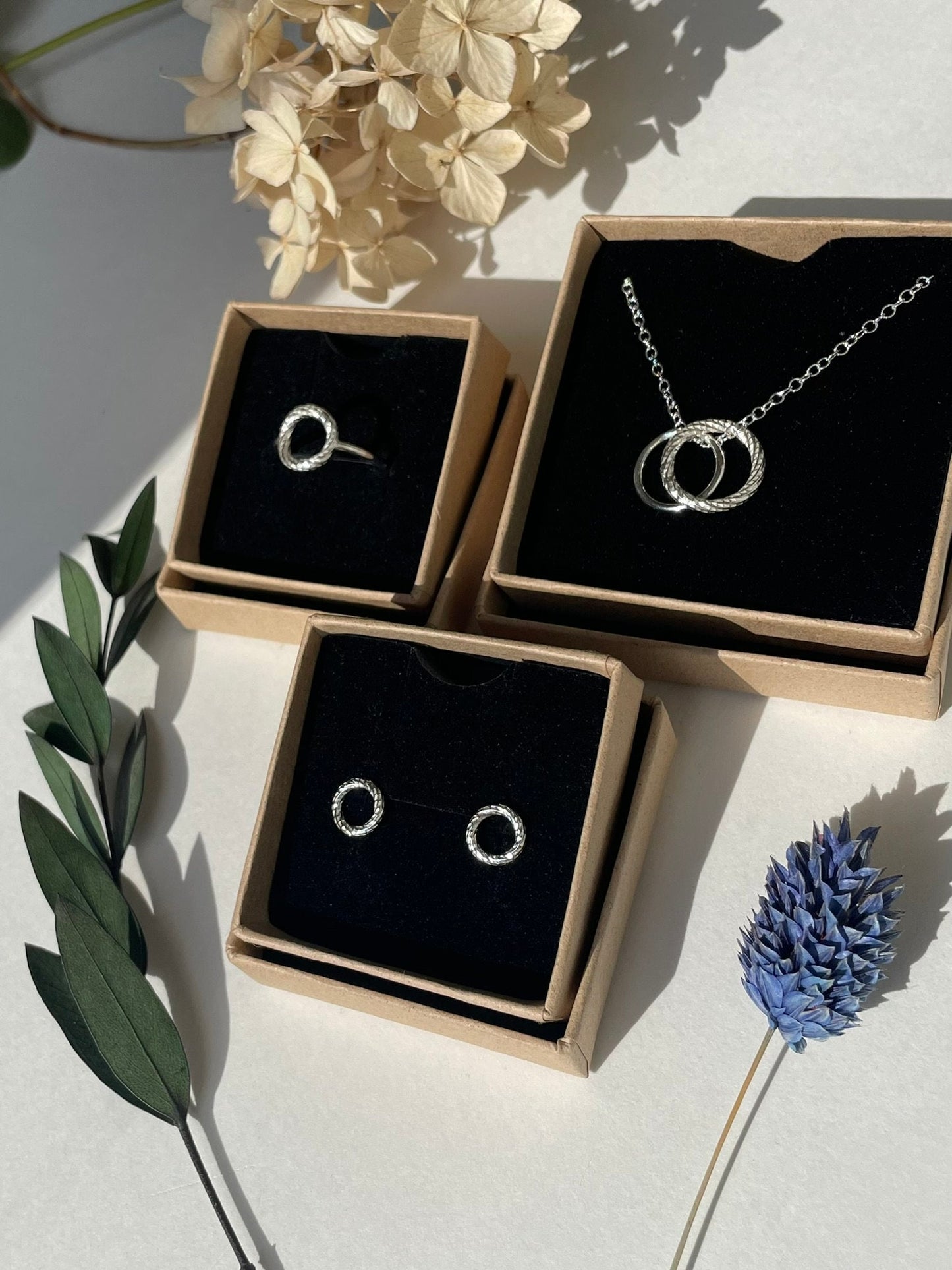 Silver Full Circle Stud Earrings
