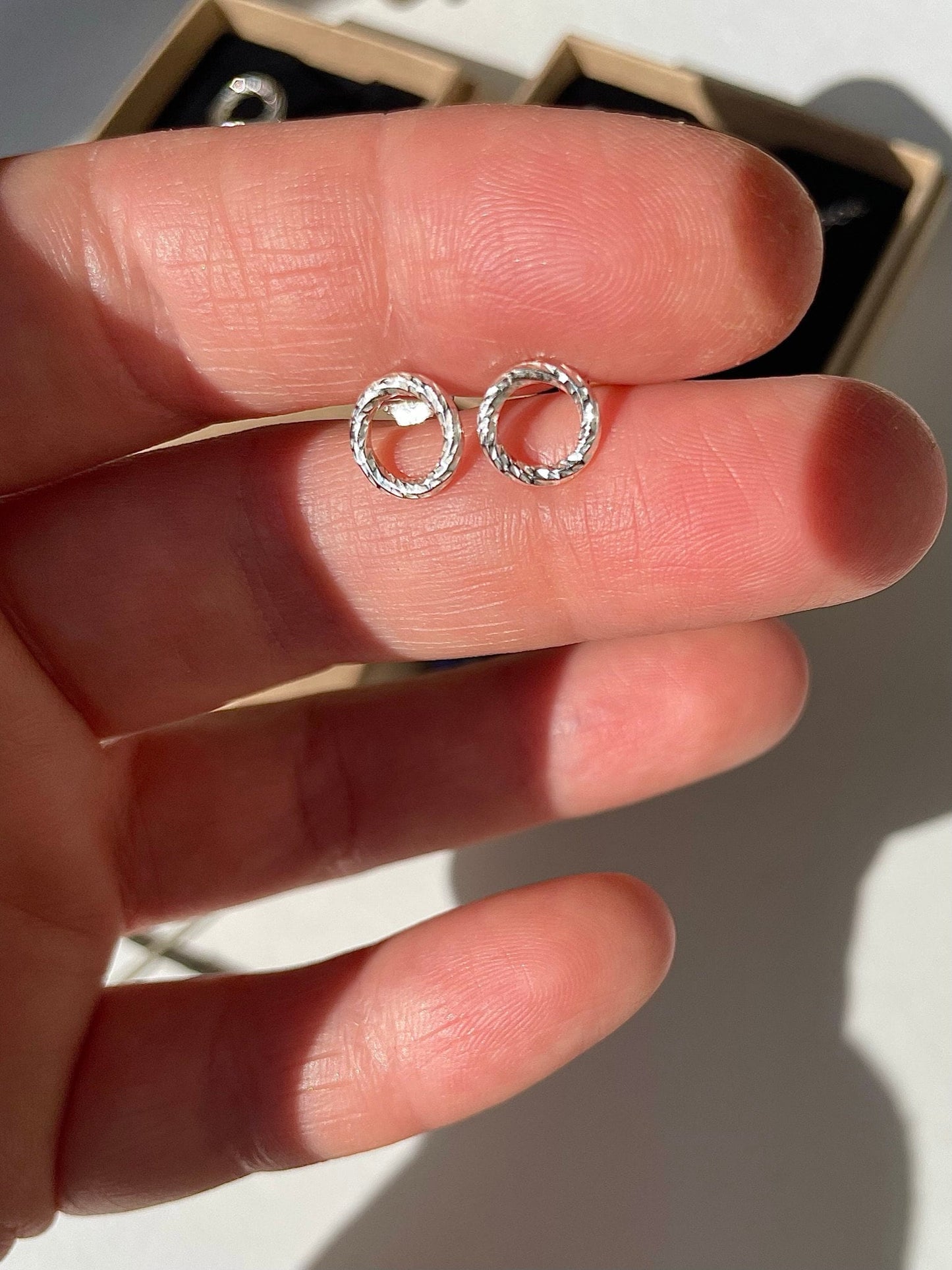 Silver Full Circle Stud Earrings