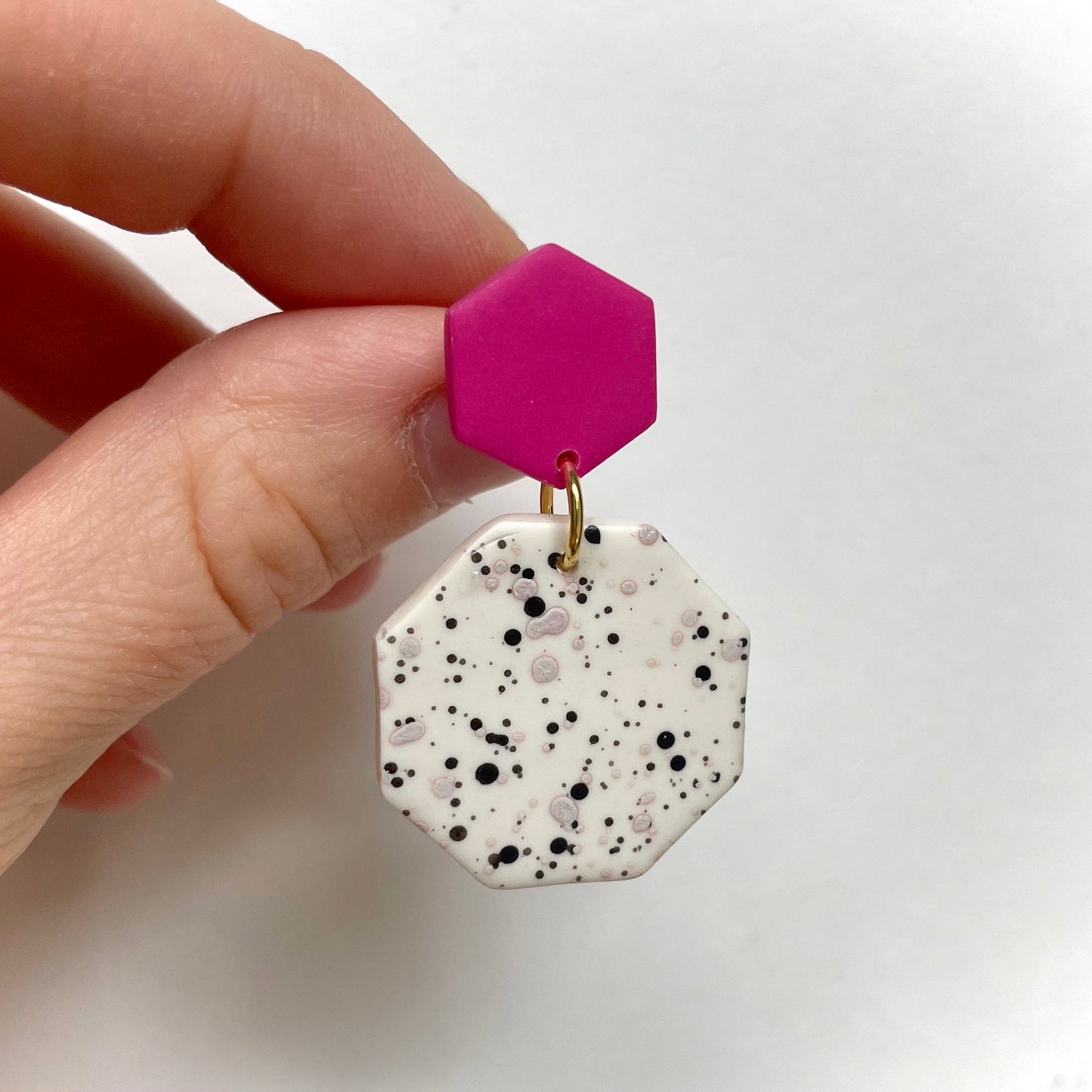 Spill Statement Earrings - Pink and Black