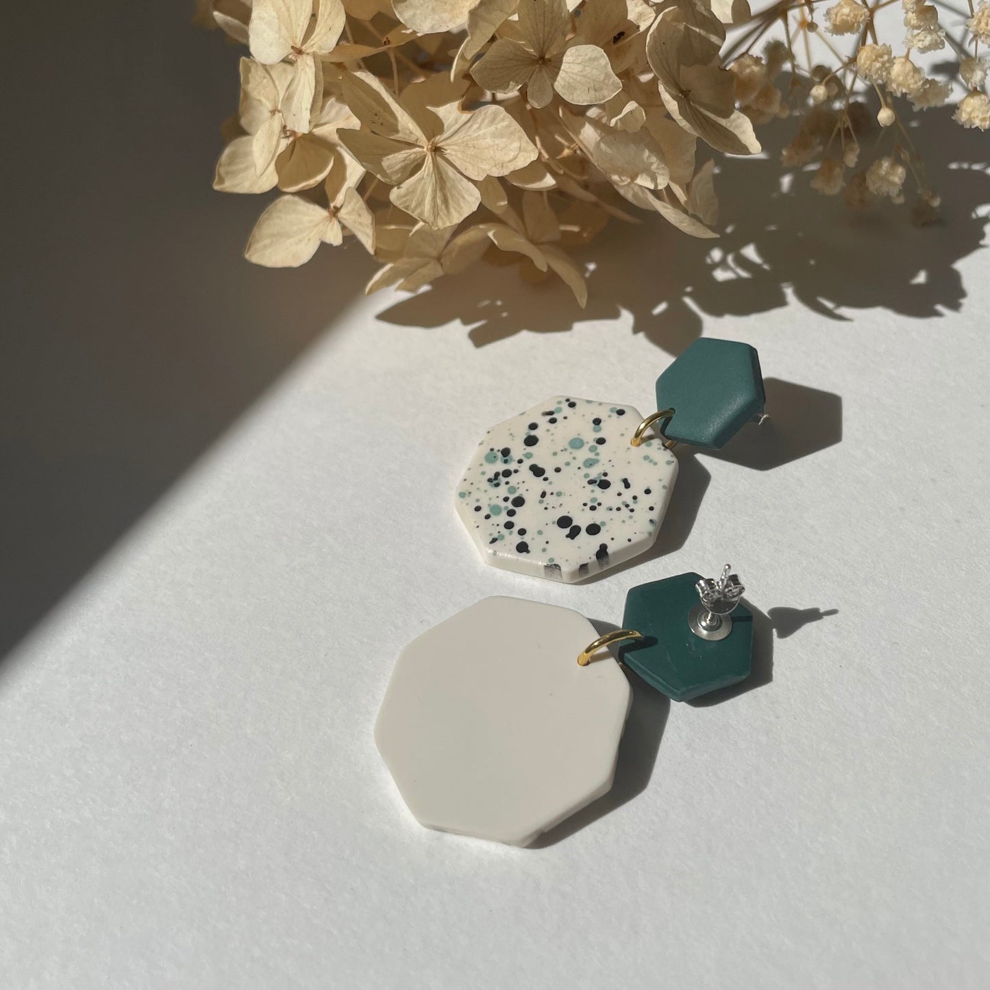 Spill Statement Earrings - Sage Green and Black