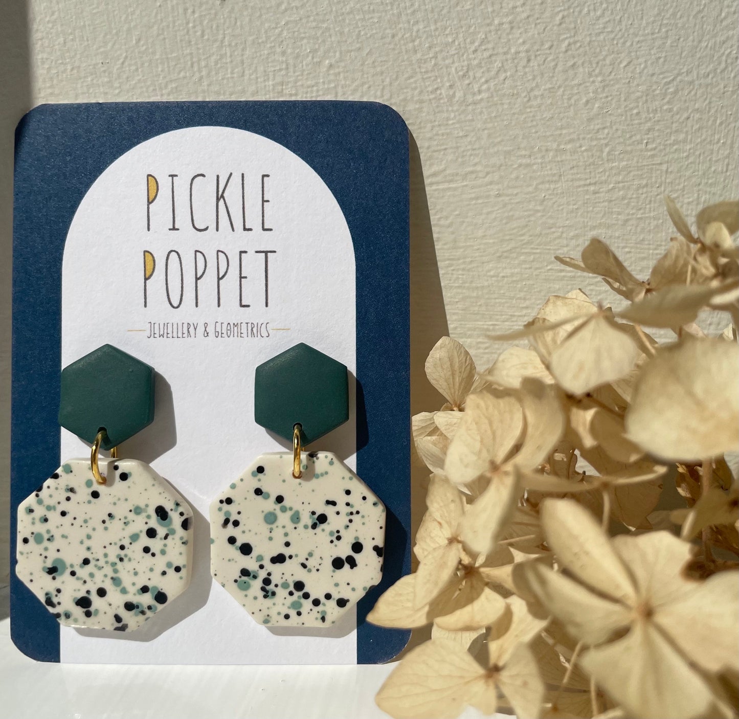 Spill Statement Earrings - Sage Green and Black