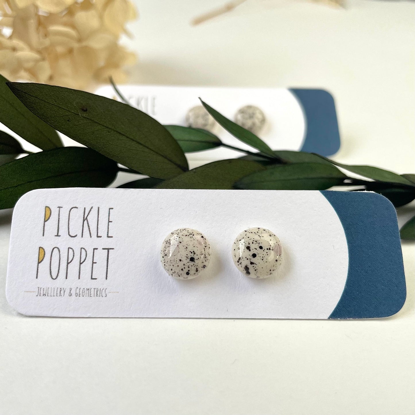 Spill Stud Earrings - Pink & Black