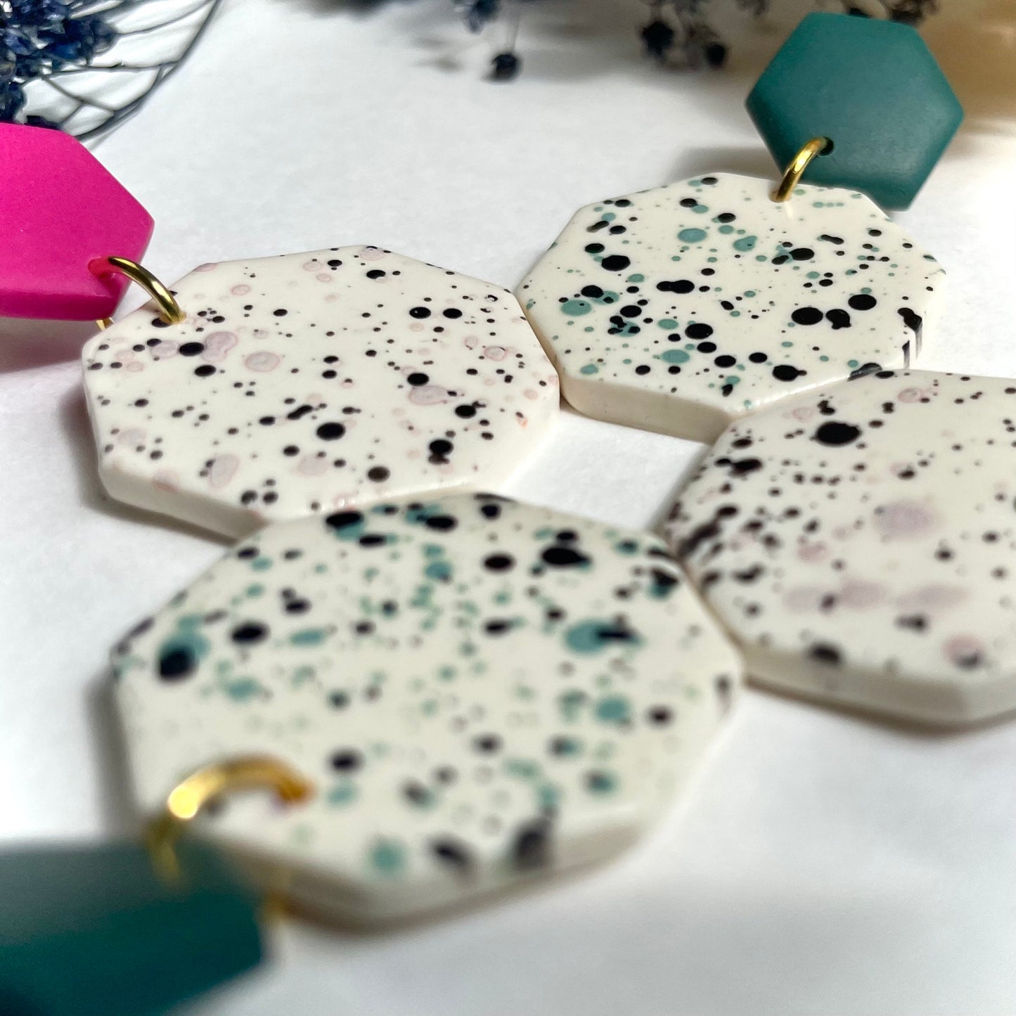 Spill Statement Earrings - Sage Green and Black