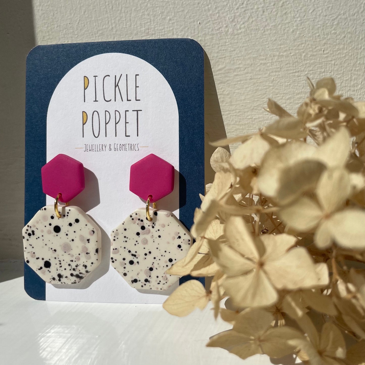 Spill Statement Earrings - Pink and Black