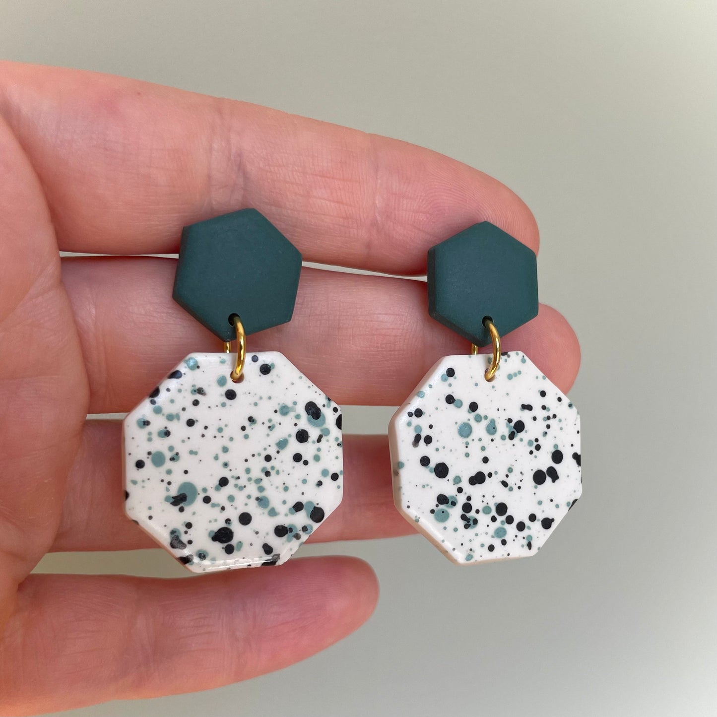 Spill Statement Earrings - Sage Green and Black