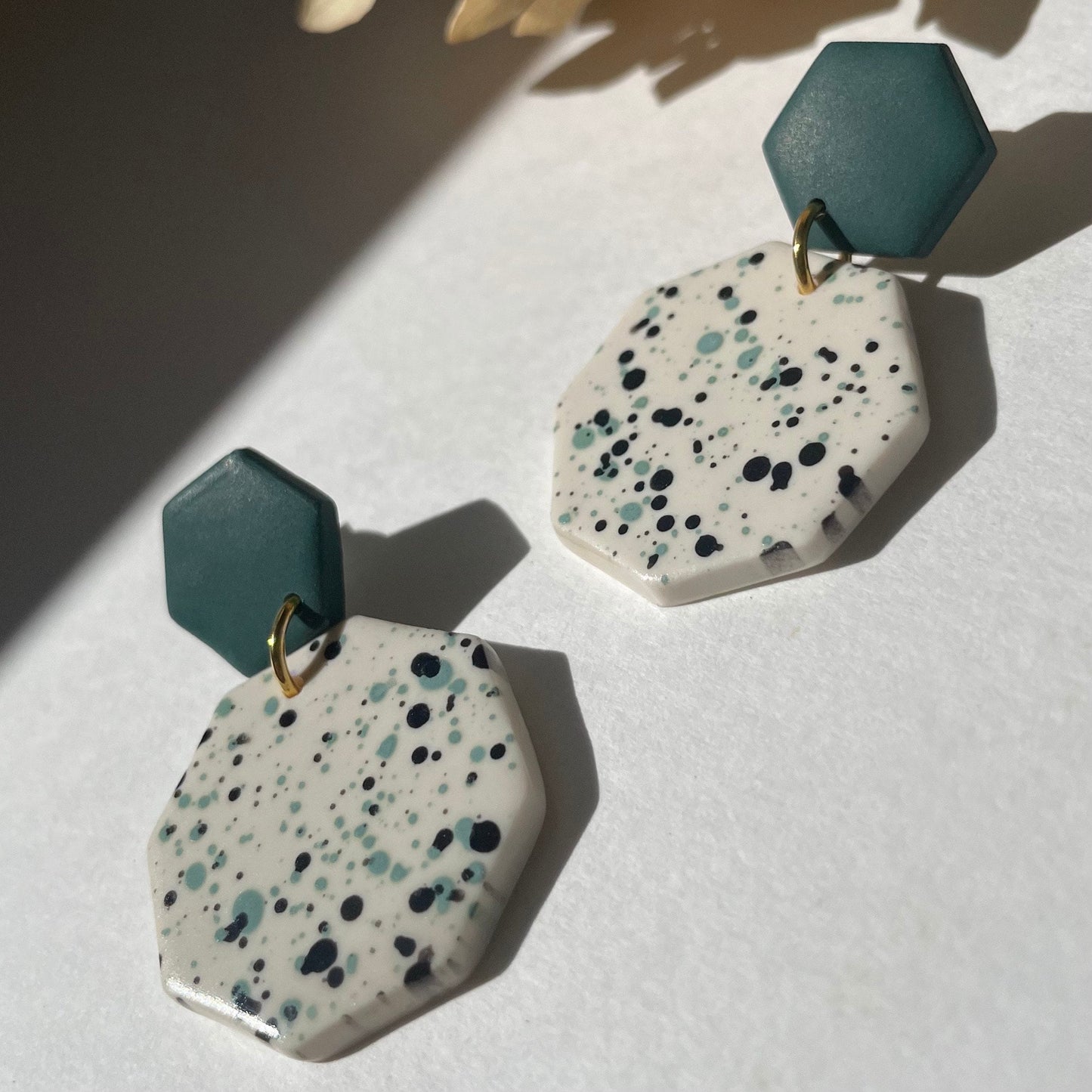 Spill Statement Earrings - Sage Green and Black