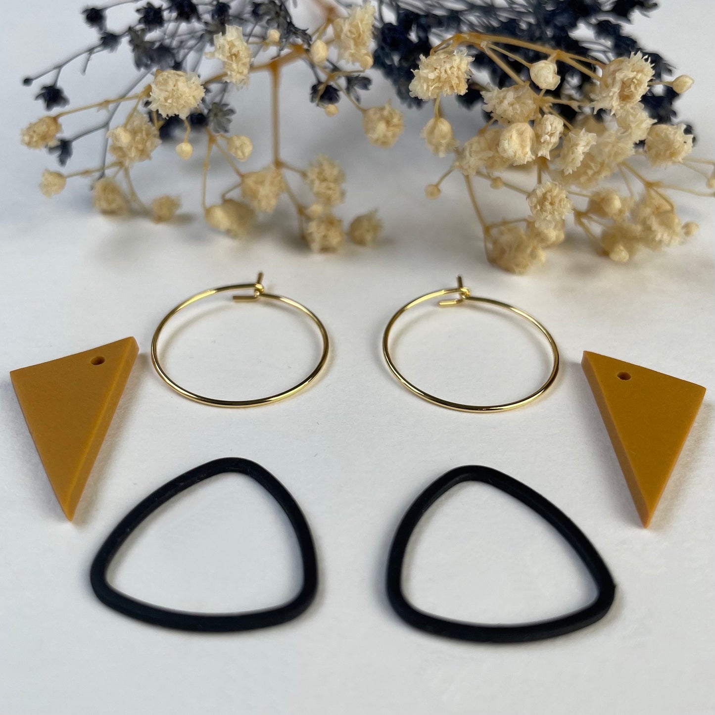 Triangle ‘Wear 3 Ways’ Earrings - Mustard and Black