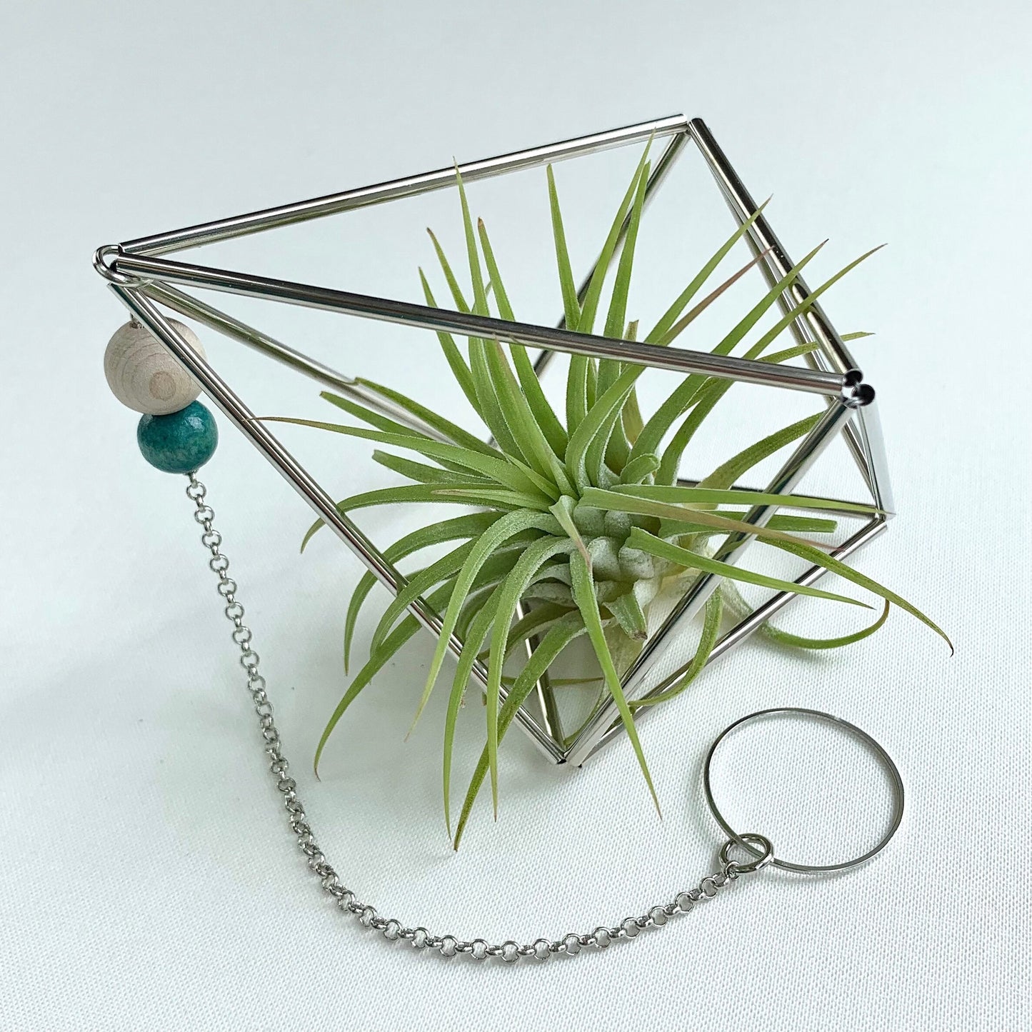 Small Silver Octahedron Air Plant Hanger (without plant)