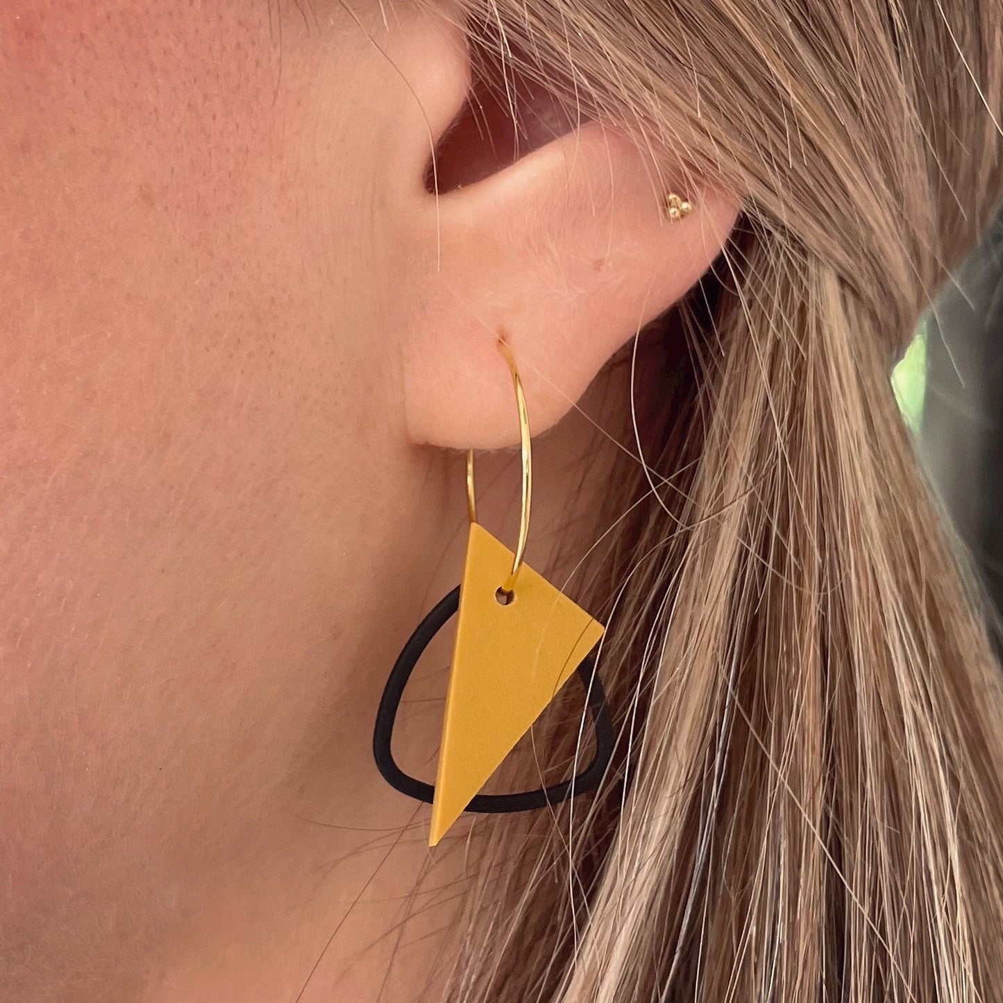 Triangle ‘Wear 3 Ways’ Earrings - Mustard and Black