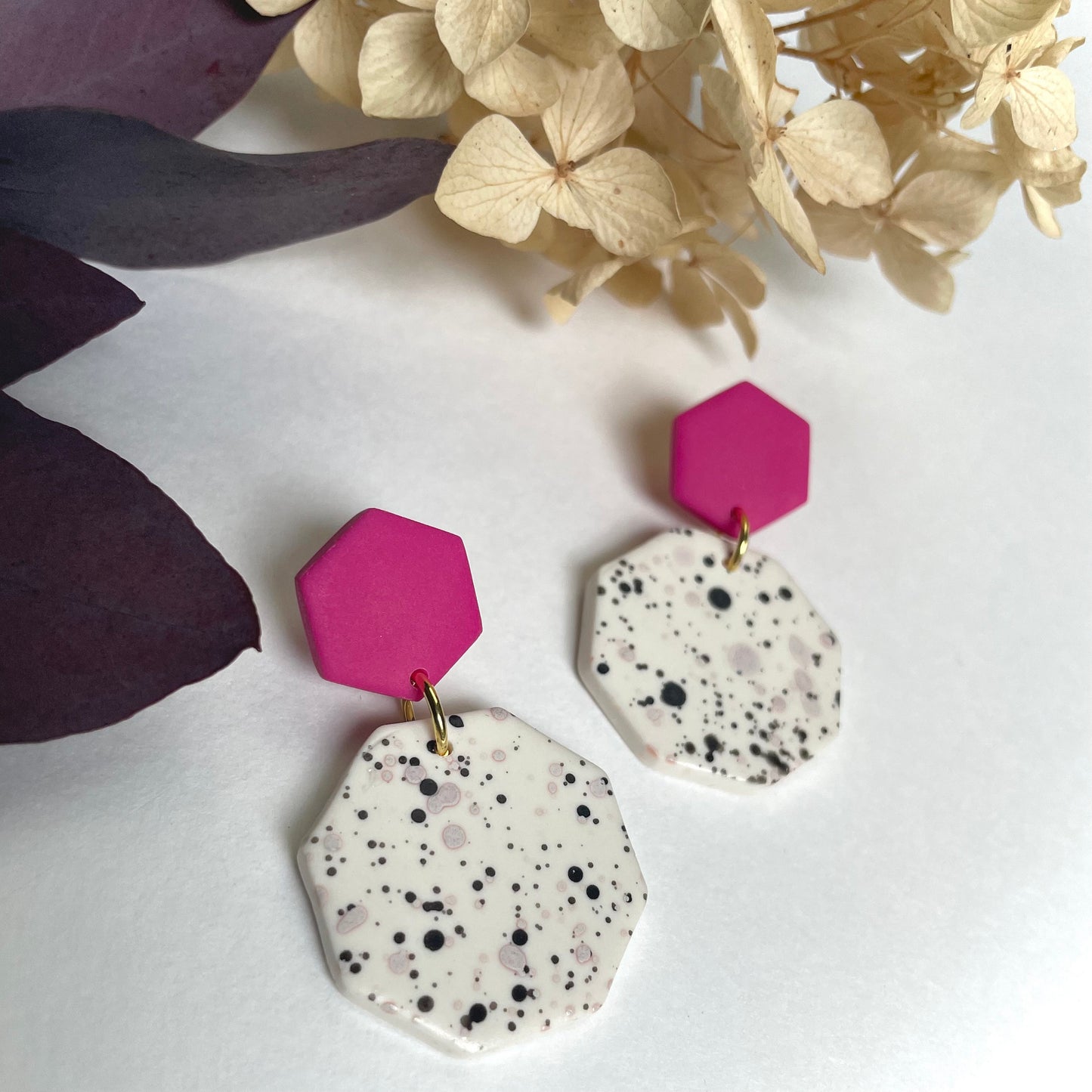 Spill Statement Earrings - Pink and Black