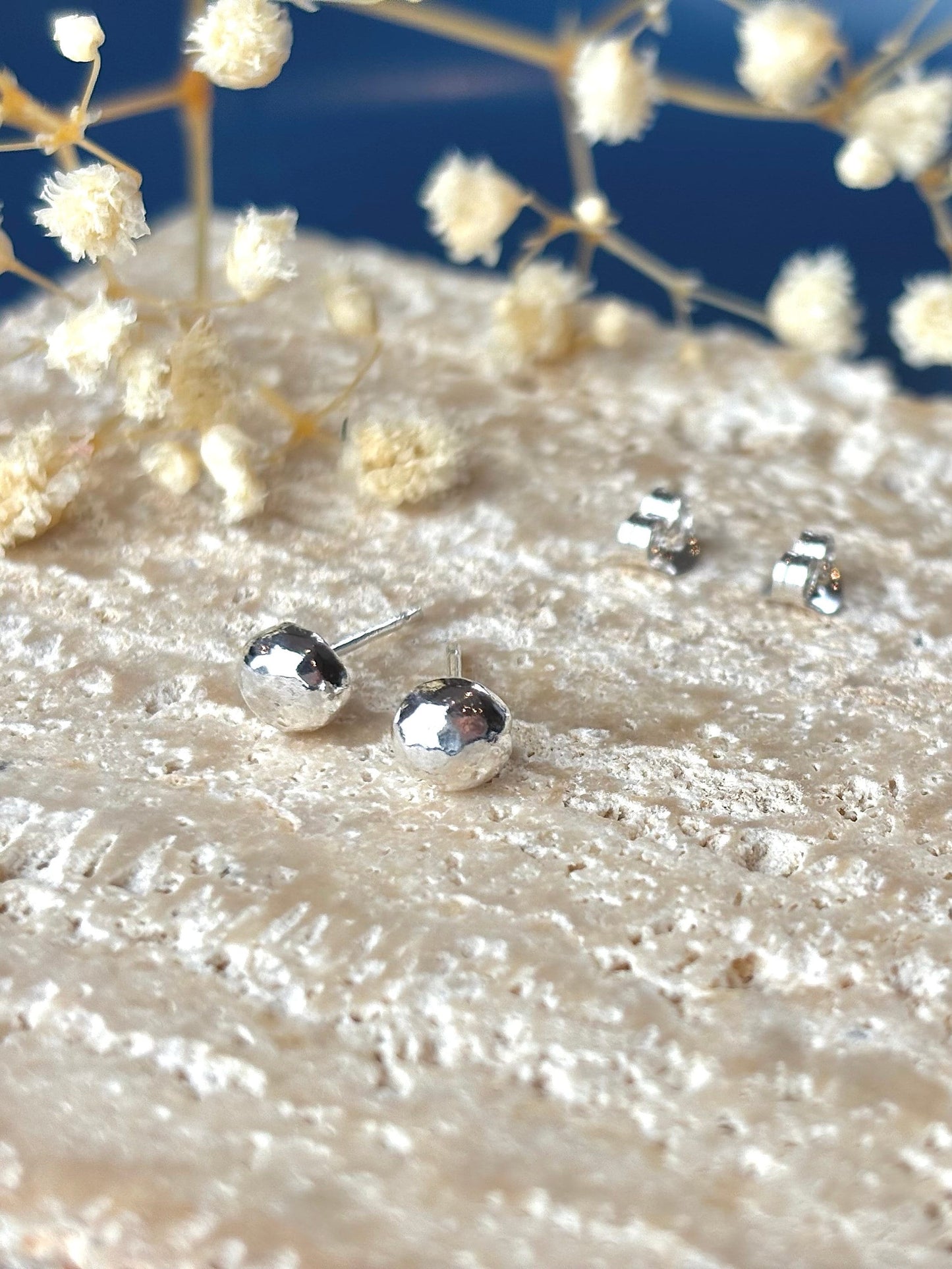 Recycled Hammered Pebble Earrings